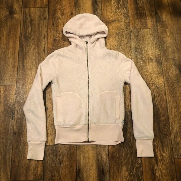 Roxy Teddy Bear Full Zip Hoodie Light Pink‎ Womens Medium Jacket - Picture 1 of 5